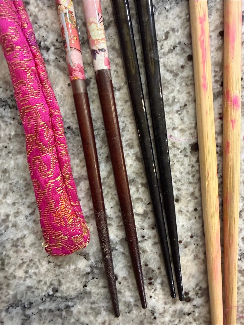 Vintage Chopsticks Decorative Japanese-Style Chopstick Set in Red, Black & Cream